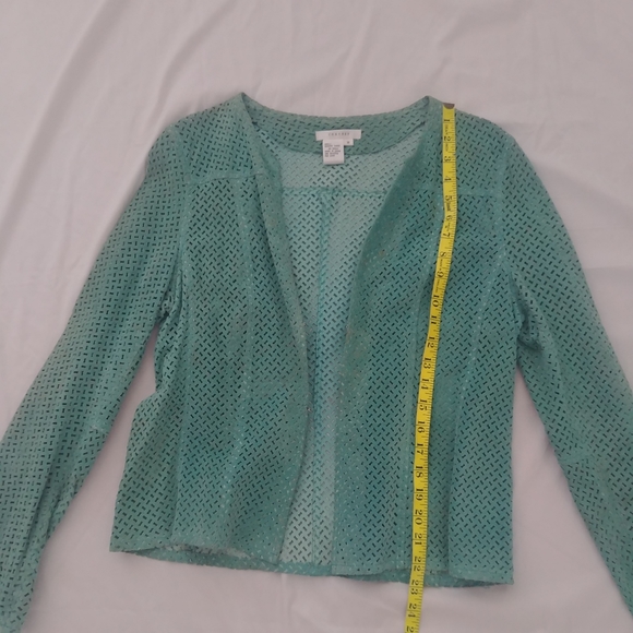 Vintage Suede Jacket perforated (like laser cut) w/ hook & eye closure, unique - Picture 8 of 12